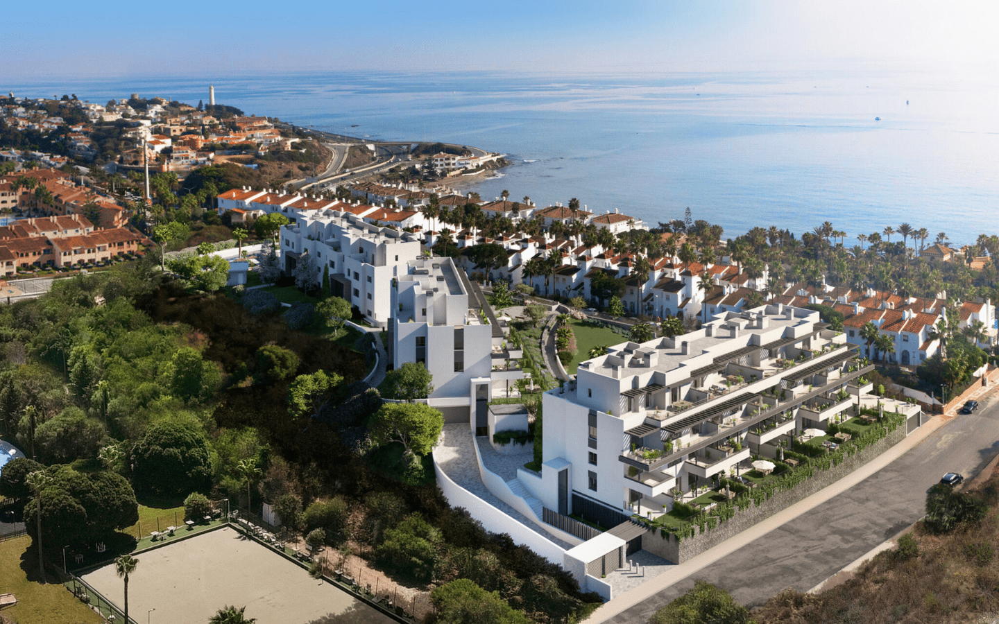 Appartements moderne vue sur la mer à Mijas 2 min à pied de la plage