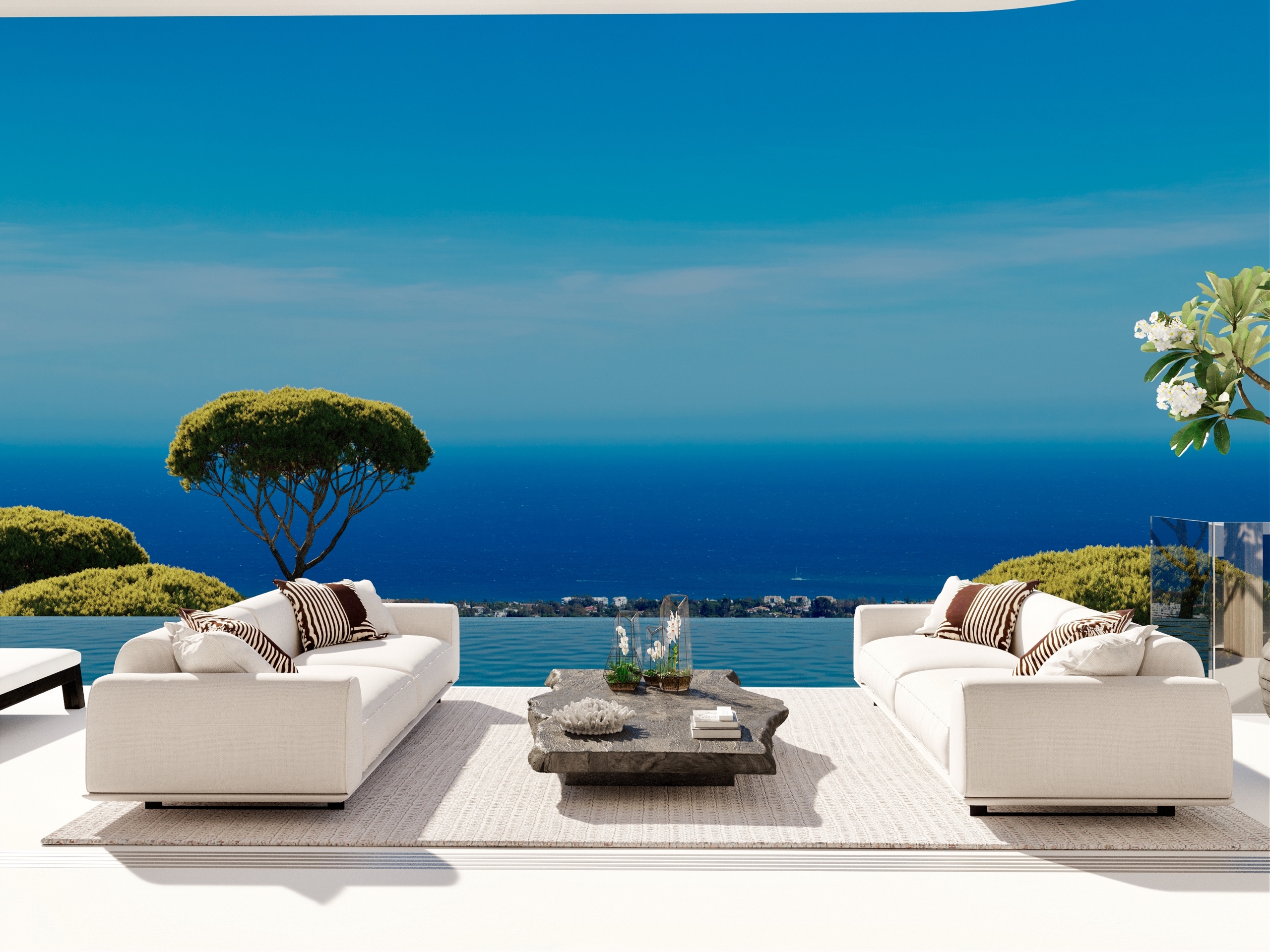 18 villas vues exceptionnelles sur la Méditerranée jusqu'à Gibraltar et l'Afrique