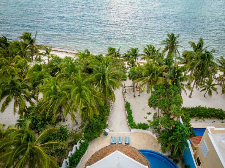 Villa mexicaine bordée de palmiers vous emmène sur votre plage de sable blanc - Mexique